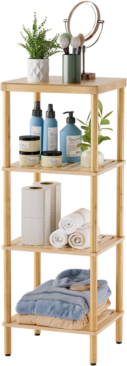 AmazerBath Bamboo Bathroom Shelf, 4-Tier Bathroom Storage Shelf, Space Saver by AmazerBath