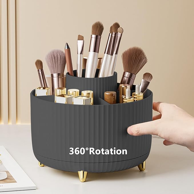 360 Degree Rotating Makeup Brush Holder Organizer Detachable Design 5 Slot Make by YZEASYPINK