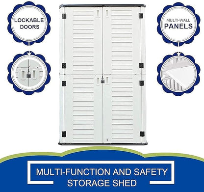 KINYING Outdoor Storage Shed Waterproof, Resin Vertical Storage Cabinet - Image 9