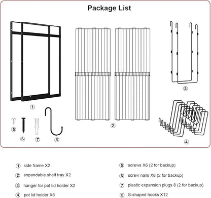 31 Inch Pot Rack Wall Mounted, 2-Tier Hanging Pots and Pans Organizer - Image 7