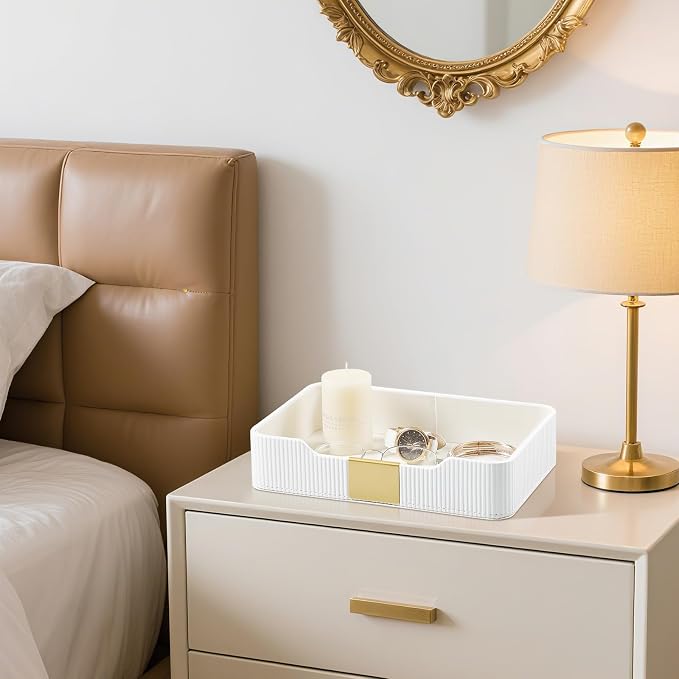 Valet Tray Desktop Storage Organizer, PU Leather Catchall Bedside Vanity Tray - Image 5