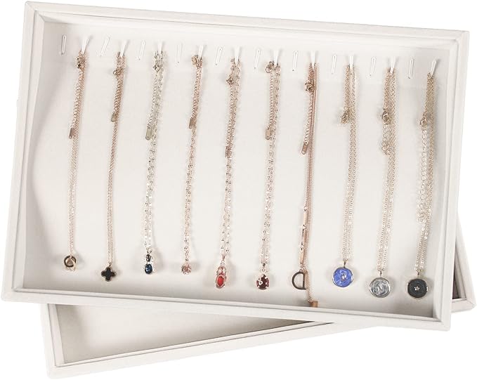 Coward Set of 2 Stackable Necklace Holder Organizer Tray Velvet Necklace - Image 4