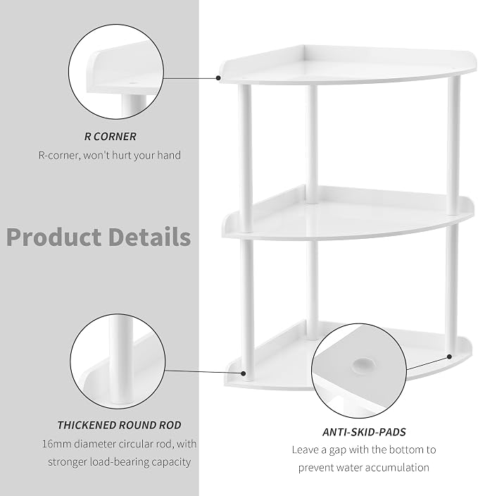 3 Tier Acrylic Corner Shelf Organizer Storage 9.5x9.5x15.7 Inch, Study Room - Image 5