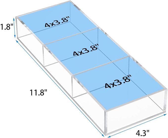 HIIMIEI 3 Section Clear Acrylic Drawer Organizer Tray, Office & Makeup Drawer - Image 3