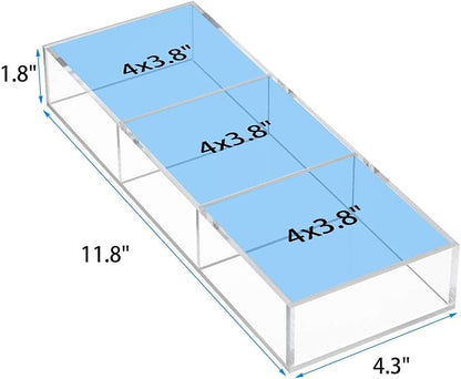 HIIMIEI 3 Section Clear Acrylic Drawer Organizer Tray, Office & Makeup Drawer - Image 3