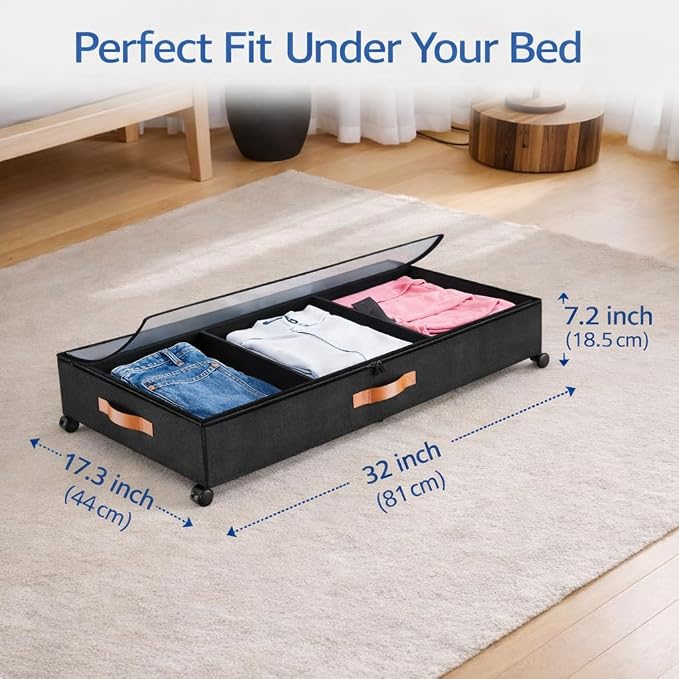 Underbed storage box with wheels that can be pulled, equipped with a partition - Image 3