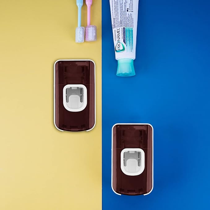 2 Slot Toothbrush Holder and Toothpaste Dispenser Wall Mounted, Automatic - Image 4