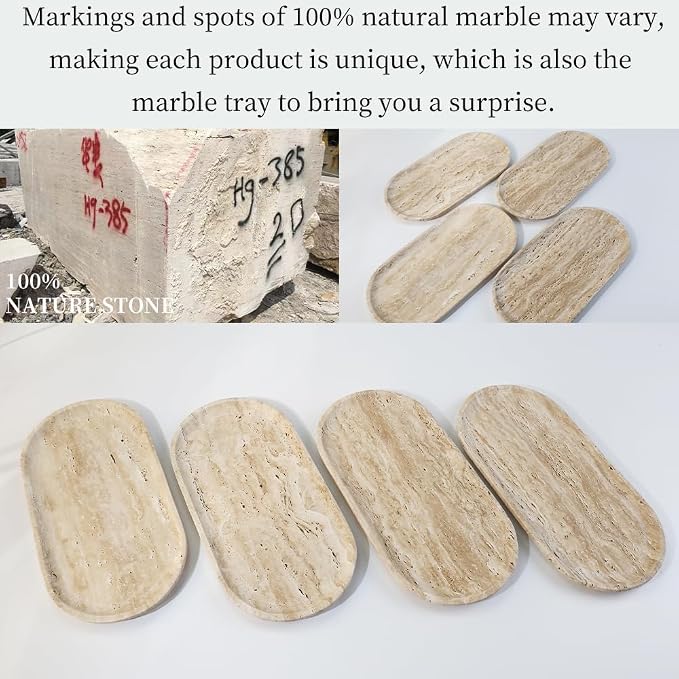 Natural Beige Travertine Marble Luxury Tray, - Image 6