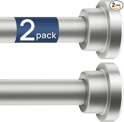 ENJOYBASICS 2 Pack Tension Curtain Rod, 32-78" Adjustable, Nickel | Secure Hold by ENJOYBASICS