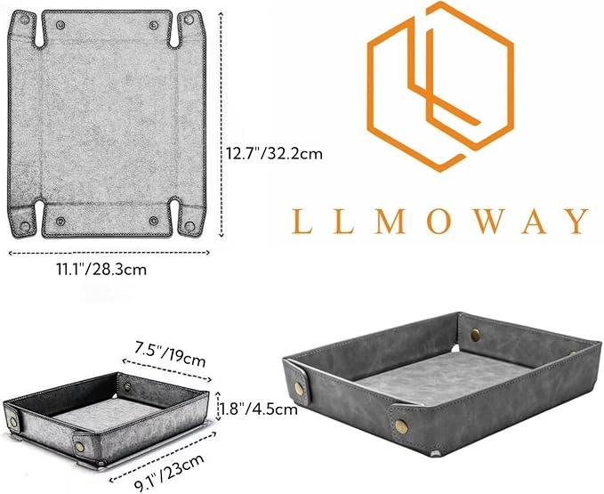 LLmoway PU Leather Valet Tray Nightstand Desk Organizer - Image 2