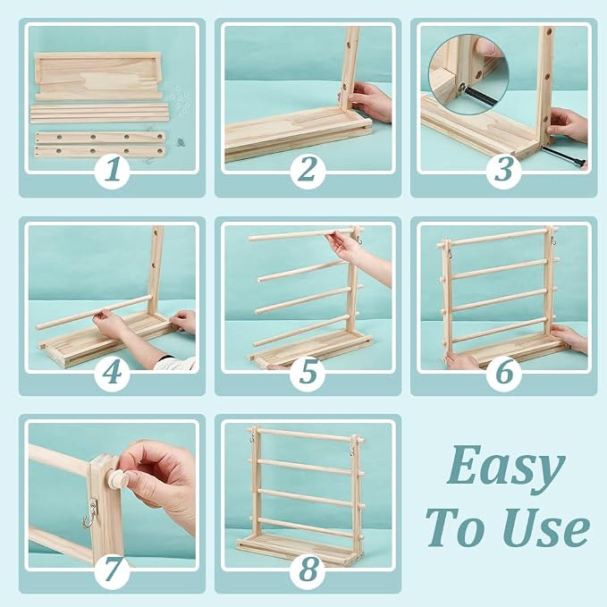 UNICRAFTALE Wooden Ribbon Organizer Spool Holder - Image 4