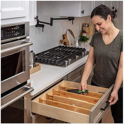 6 Pack Bamboo Kitchen Drawer Dividers, Expandable Drawer Separators Splitter - Image 6