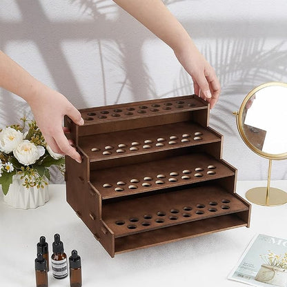 PH PandaHall 68 Holes Wooden Essential Oil Organizer Holder, 4-Tier Tabletop - Image 3