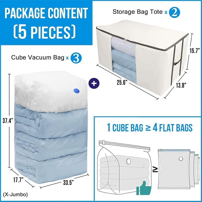Cube Vacuum Storage Bags, Space Saver Bags, Decorative Totes - Image 6