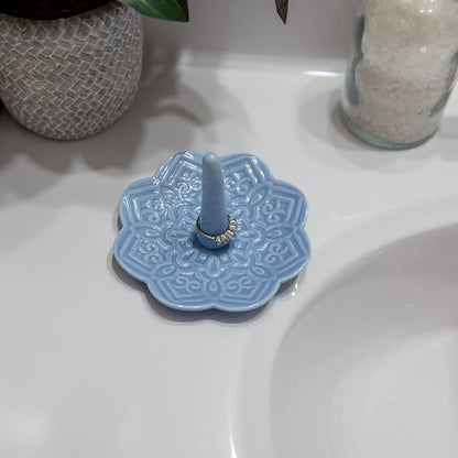 Ceramic Blue Mandala Ring Holder Decorative Jewelry Holder/Trinket Tray - Image 4