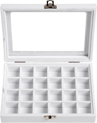 Frebeauty 24 Grid Earring Organizer, Small Velvet Jewelry Tray - Image 2