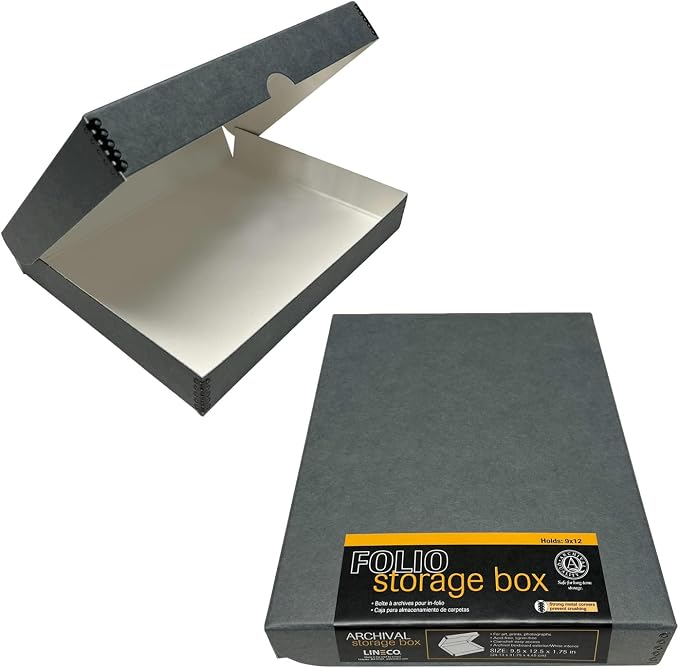 Lineco Clamshell Archival Storage Box, 9.5x12.5x1.75 Inch, Organize and Store by Lineco