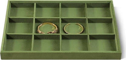 Velvet Stackable Jewelry Display Tray, 12 Grid Watch Bangle Bracelet Storage by Dansmiy