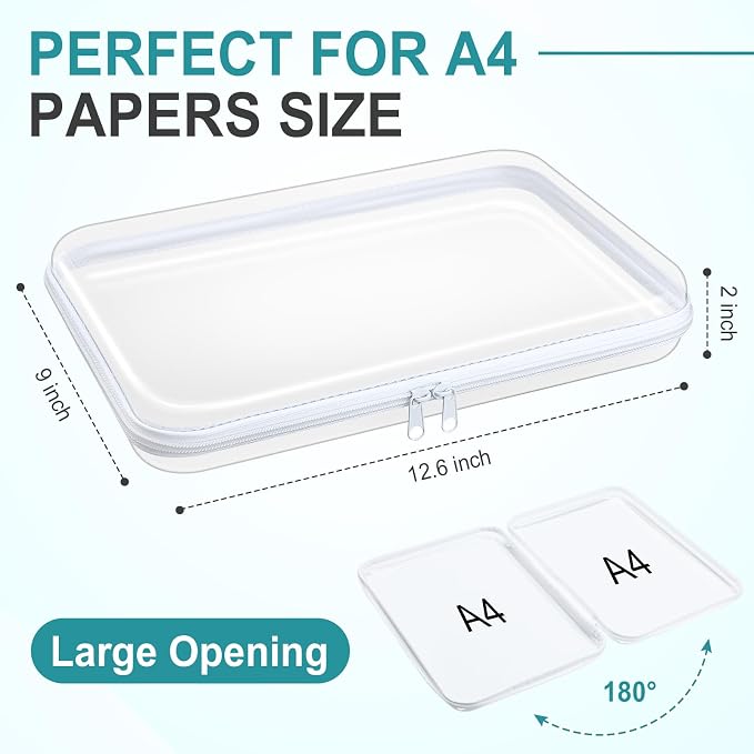 Sanwuta 6 Pcs Clear Hard Zipper Case Hard Plastic Zipper Pouches Transparent - Image 2