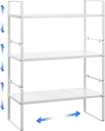 Expandable Kitchen Cabinet Shelf Organizer Rack Heavy Duty Metal Spice Rack by LOCVCDA