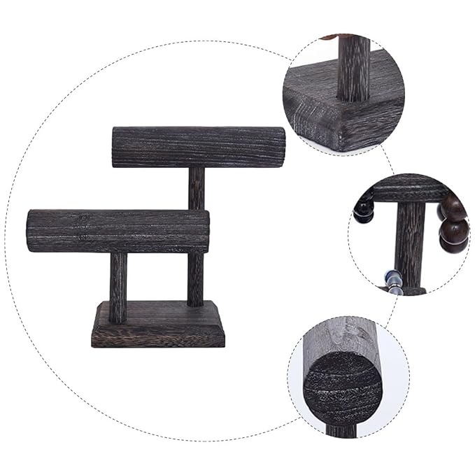 Solid Wood Scrunchie Holder Hair Tie Organizer Stand Vintage Jewelry Display - Image 6