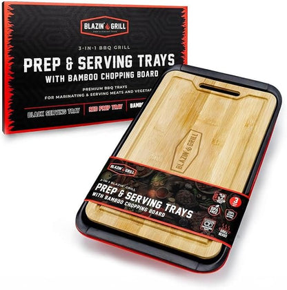BLAZIN' GRILL Prep and Serving Trays | Set of 3 Stackable, Melamine Trays - Image 4