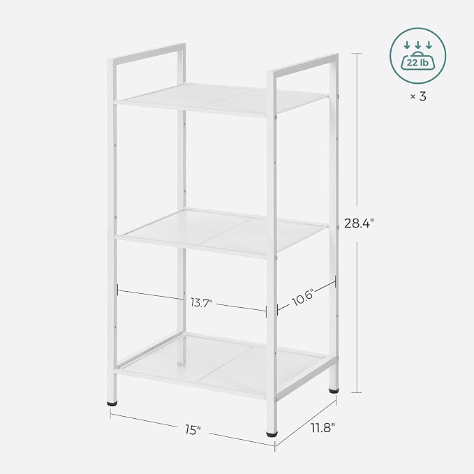 SONGMICS 3-Tier Storage Rack, Bathroom Shelf, Extendable Plant Stand - Image 3