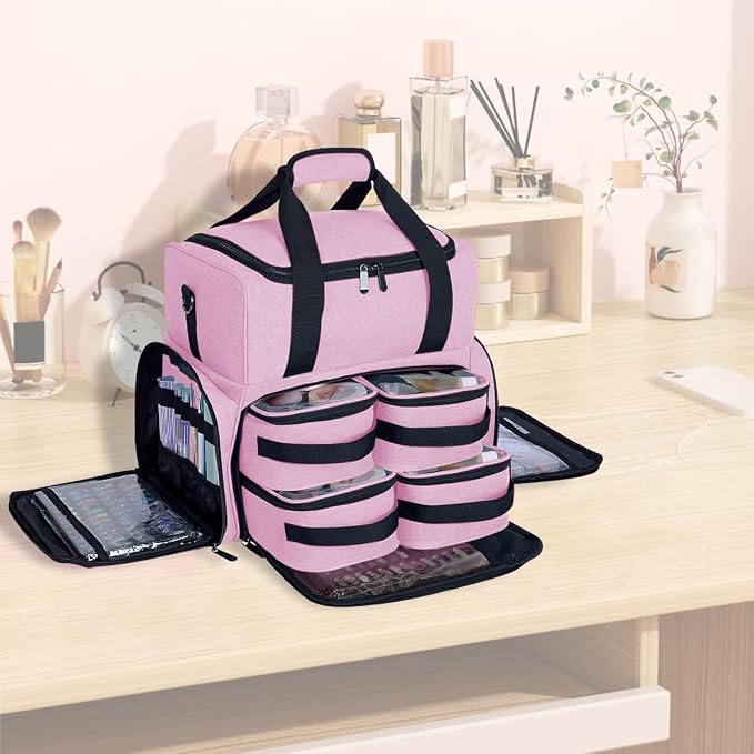 Large Cosmetic Bag with 4 Removable Case and 2 Removable Dividers Double Layer - Image 6