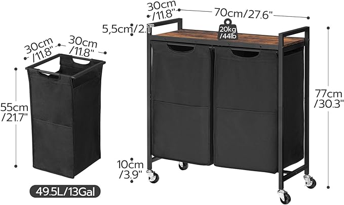 HOOBRO Laundry Hamper, Laundry Sorter 2 Section, 2 × 13 Gal, Laundry Basket - Image 6