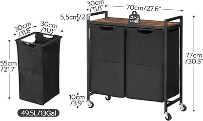 HOOBRO Laundry Hamper, Laundry Sorter 2 Section, 2 × 13 Gal, Laundry Basket - Image 6