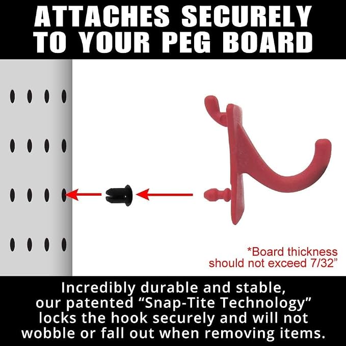 PegPro® J Hooks Kit for Standard “Wood Fiber” pegboard – Durable Plastic - Image 3