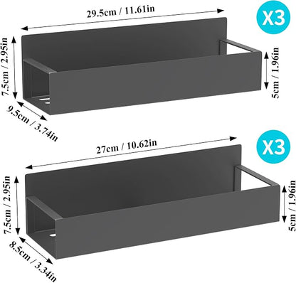 Metal Magnetic Spice Rack for Refrigerator Dark Gray, 6 Pack | Magnetic Shelves - Image 7