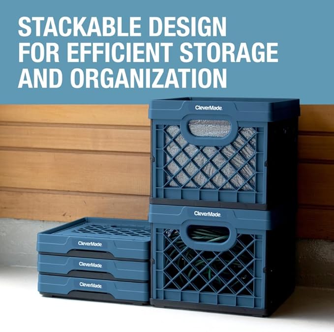 CleverMade Collapsible Milk Crate, 1PK - 25L Stackable Storage Bins - Image 5