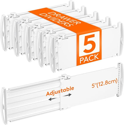 Lifewit 5" Tall 5 Pack Deep Drawer Dividers, 11.5-18.5" Expandable Drawer by Lifewit