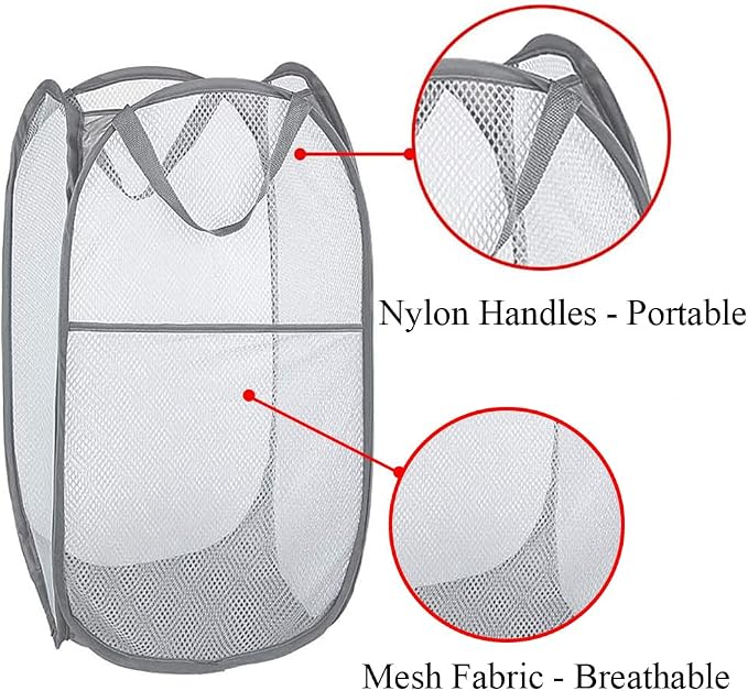 Larpur Pack of 3 Pop up Laundry Hampers, Collapsible Laundry Baskets, Portable - Image 8