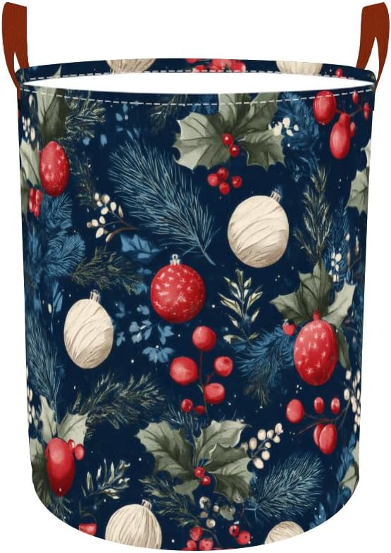 Laundry Hamper Winter Botanical Pattern Oxford Fabric Basket by Wdesyadms