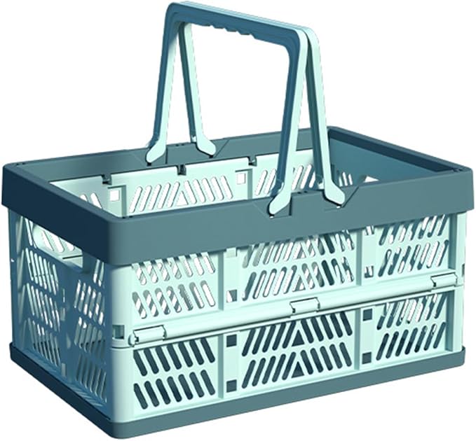 Collapsible Plastic Storage Crate - 20L Folding Organizer Basket Portable by Unknown