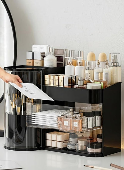 Makeup Organizer with Rotating Brush Holder Cosmetic Organizer with Drawers - Image 4