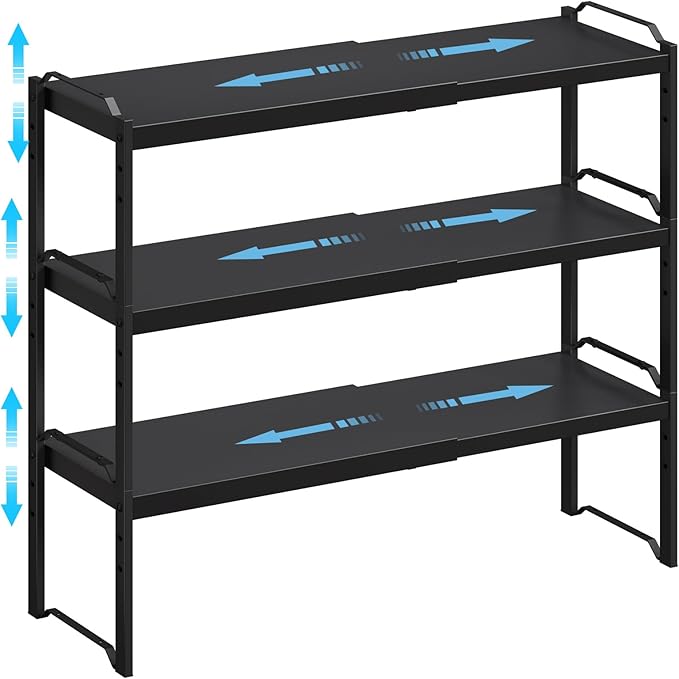 X-cosrack 25.5 Inches 3 Pack Expandable Cabinet Shelves, Stackable Shelf by X-cosrack