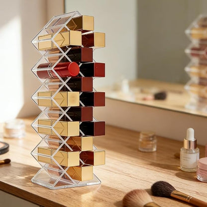 AKAZA 4 Pack Acrylic Lipstick Holder Organizer, 64 Slot Clear Makeup Storage - Image 3
