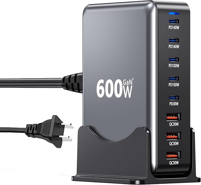 600W USB Charging Station, 8-in-1 Multiple USB C Charger Block, Dual PD 140W by HONGYEE-NH