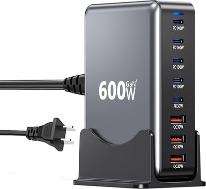 600W USB Charging Station, 8-in-1 Multiple USB C Charger Block, Dual PD 140W by HONGYEE-NH