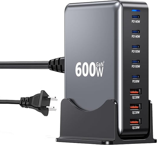 600W USB Charging Station, 8-in-1 Multiple USB C Charger Block, Dual PD 140W by HONGYEE-NH