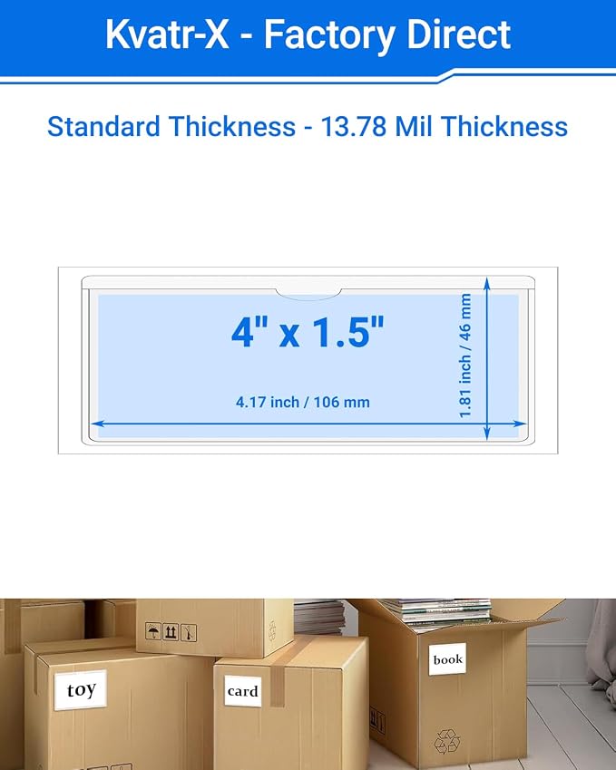20 PCS Clear Self Adhesive Plastic Label Pockets, Top Loading Business & - Image 2