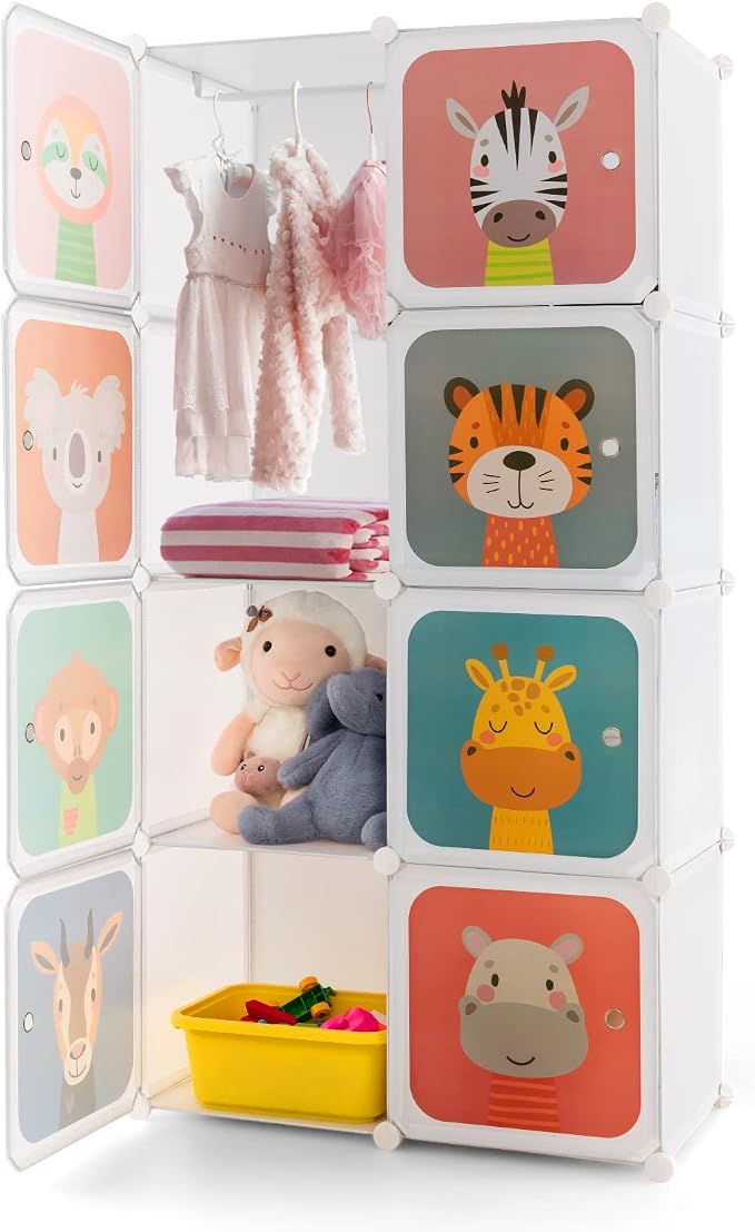 Costzon Kids Closet, Cartoon DIY Modular Dresser Storage Organizer by Costzon