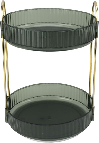 Makeup Organizer Rack 2 Tier 360 Deg Rotation Space Saving Cosmetic Countertop - Image 5