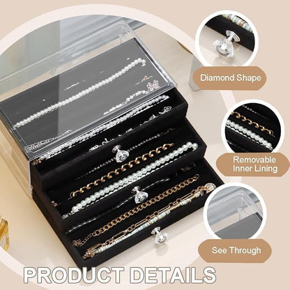 SPAKOWN Necklace Organizer Box, Velvet Necklace Box Holder Tray - Image 2
