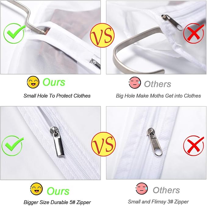 Garment Bag Covers 24''X54'' Lightweight White PEVA Breathable Bags - Image 4