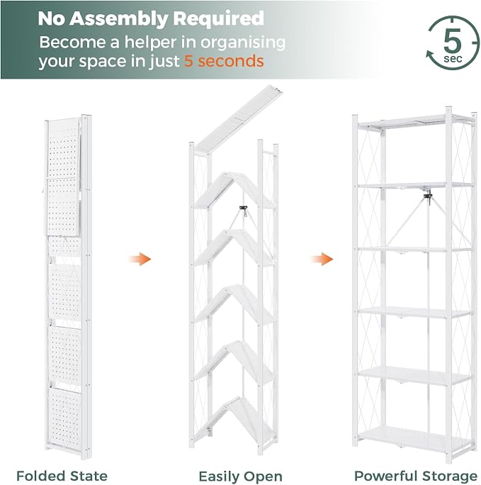 DEANIC 6-Shelf Folding Bookcase - Image 3