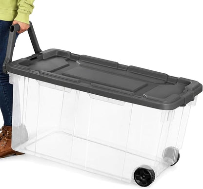 Extra Large Clear Wheeled Storage Bin, 40 Gallon, Plastic Container by Unknown